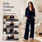 Women's Velvet V-Neck Top & Wide-Leg Pants Set