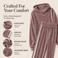 Women's Velvet Hooded Sweatshirt & Stripe Pants Set