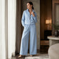 Women's Zip-Up Cardigan & Wide-Leg Pants Set