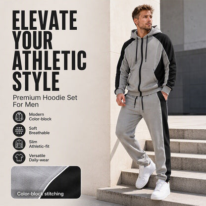 Men's Color-Block Zip-Up Hoodie & Sweatpants Set