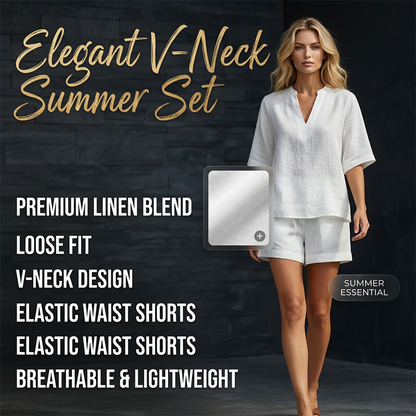 Women's Casual V-Neck Two-Piece Short Set
