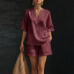 Women's Casual V-Neck Two-Piece Short Set