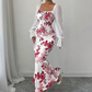 Women's Elegant Floral Print Flare Dress
