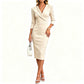 Women's V-Neck 3/4 Sleeve Blazer Dress