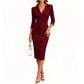 Women's V-Neck 3/4 Sleeve Blazer Dress