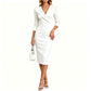Women's V-Neck 3/4 Sleeve Blazer Dress