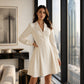 Women's Long Sleeve Pleated Blazer Dress