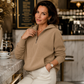 Women's Casual Ribbed Knit Half-Zip Hoodie
