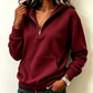 Women's Casual Ribbed Knit Half-Zip Hoodie