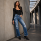 Women's Distressed Straight Leg Jeans