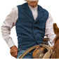 Men's Vintage Lapel Herringbone Tweed Vest