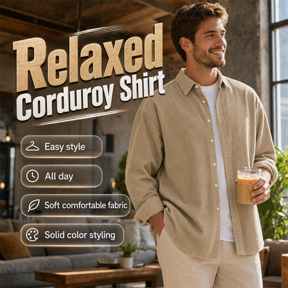 Men's Casual Corduroy Button-Up Shirt