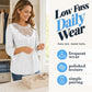 Women's Casual Hollow-Out Lace Patchwork 3/4 Sleeve Blouse Top