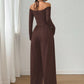 Women's Elegant Halter Neck Deep V Jumpsuit