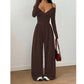 Women's Elegant Halter Neck Deep V Jumpsuit