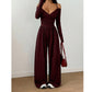 Women's Elegant Halter Neck Deep V Jumpsuit