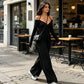 Women's Elegant Halter Neck Deep V Jumpsuit