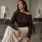 Women's Off-Shoulder Ribbed Knit Sweater