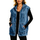Women's Casual Denim Hooded Vest Jacket