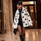 Women Retro Polka Dot Flared Jacket High Neck Raglan Sleeve Top