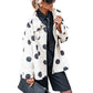 Women Retro Polka Dot Flared Jacket High Neck Raglan Sleeve Top