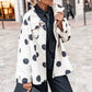 Women Retro Polka Dot Flared Jacket High Neck Raglan Sleeve Top