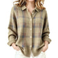 Women's Casual Plaid Button-Down Cardigan