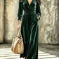 Women's Elegant V-Neck Velvet Jumpsuit
