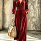 Women's Elegant V-Neck Velvet Jumpsuit