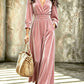 Women's Elegant V-Neck Velvet Jumpsuit
