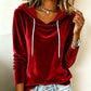 Women's Velvet Drawstring Hooded Sweatshirt