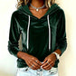 Women's Velvet Drawstring Hooded Sweatshirt