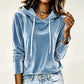 Women's Velvet Drawstring Hooded Sweatshirt