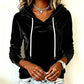 Women's Velvet Drawstring Hooded Sweatshirt