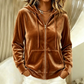 Women's Velvet Zip-Up Hooded Sweatshirt
