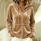 Women's Velvet Zip-Up Hooded Sweatshirt