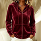 Women's Velvet Zip-Up Hooded Sweatshirt