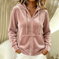 Women's Velvet Zip-Up Hooded Sweatshirt
