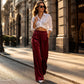 Women's Elegant Velvet Wide-Leg Pants