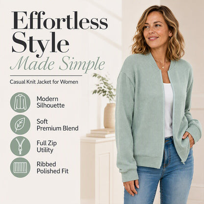 Women's Casual Knit Baseball Jacket