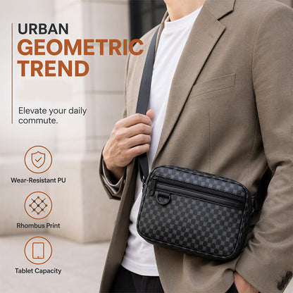 PU Leather Square Crossbody Bag for Men