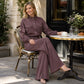 Women's Stylish Jacket & Wide Leg Pants 2-Piece Set