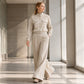 Women's Stylish Jacket & Wide Leg Pants 2-Piece Set