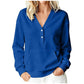 Women's Casual V-Neck Button Sweatshirt