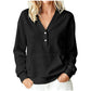 Women's Casual V-Neck Button Sweatshirt