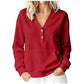 Women's Casual V-Neck Button Sweatshirt