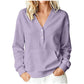 Women's Casual V-Neck Button Sweatshirt