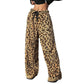 Women's Plush Plaid Wide-Leg Pants