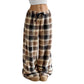 Women's Plush Plaid Wide-Leg Pants