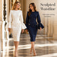 Women's Elegant Crew Neck Pencil Dress